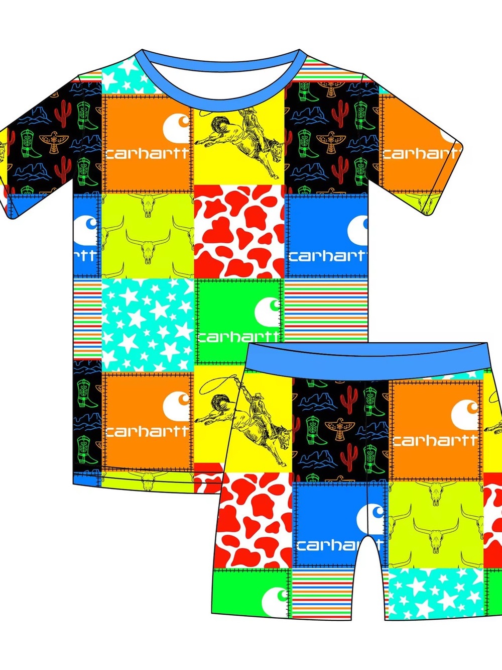 Carhartt inspired bamboo Kids' Multi-Color Patchwork Set